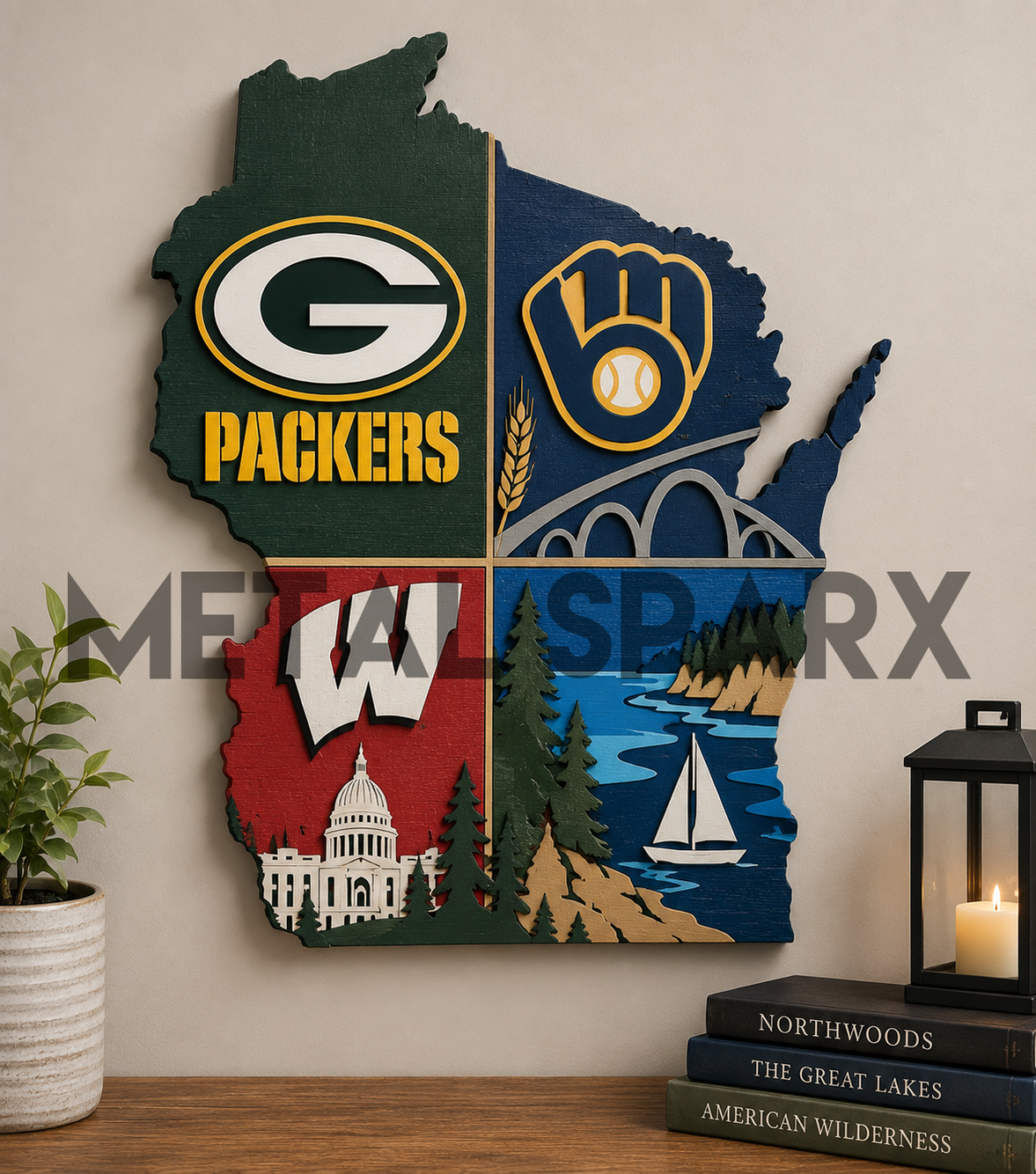 Wisconsin Sports & State Pride Wooden Wall Art