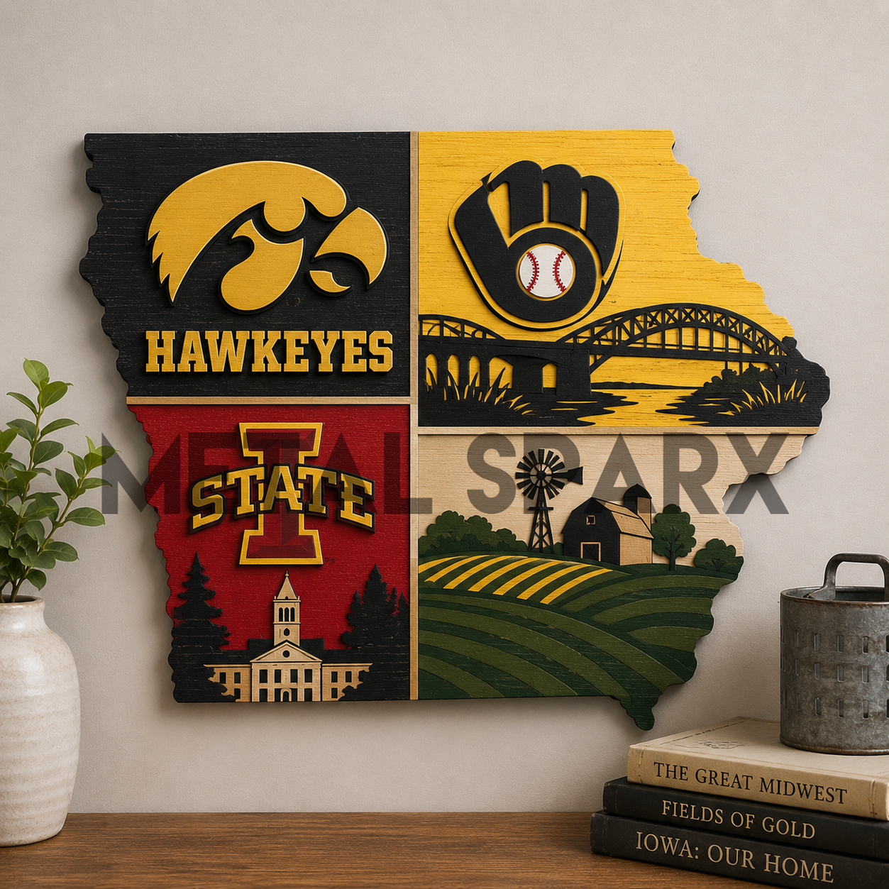 Iowa Sports & State Pride Wooden Wall Art