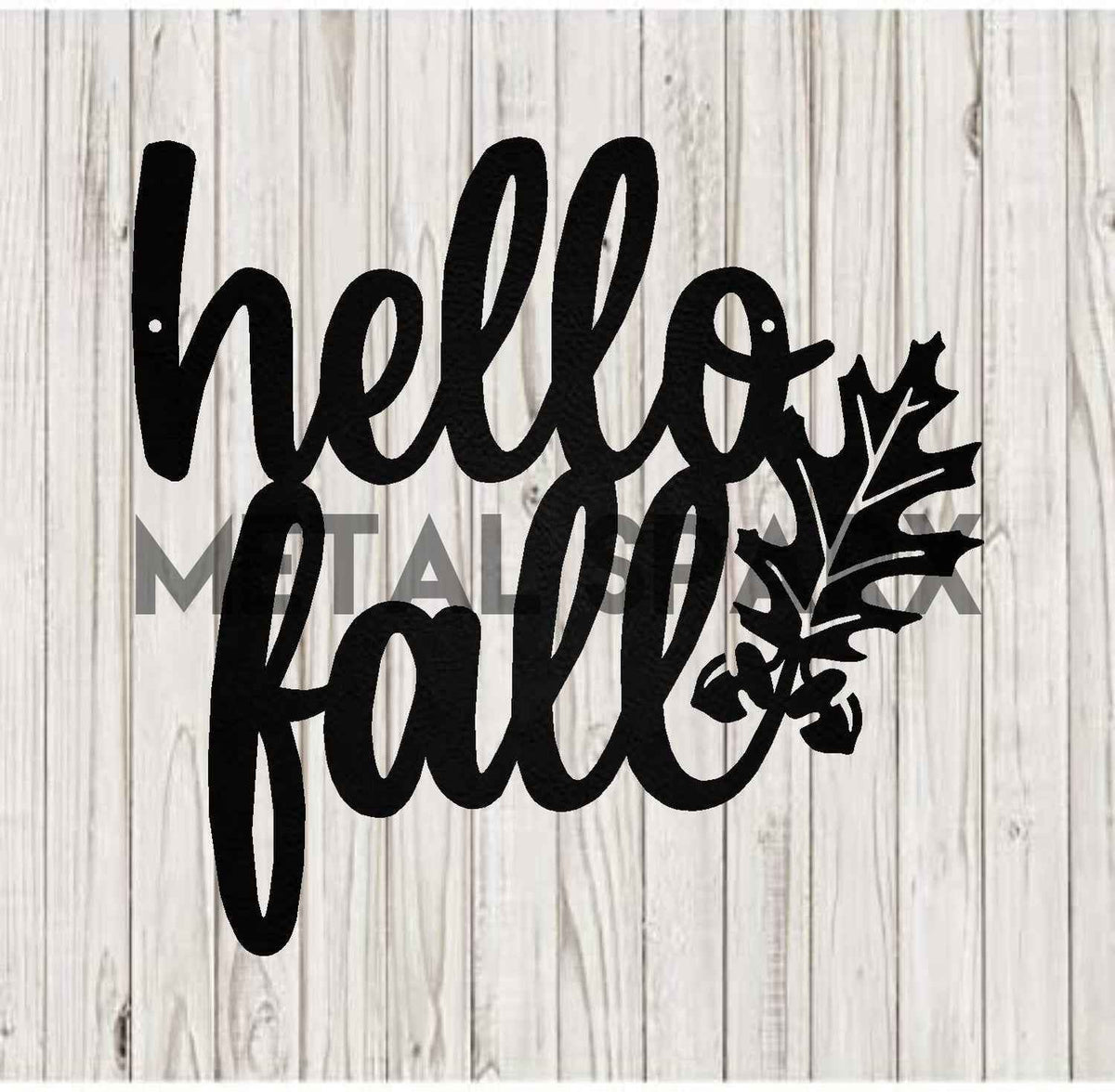 Black Hello Fall decorative sign by Metal Sparx featuring bold, stylish lettering for seasonal home decor.