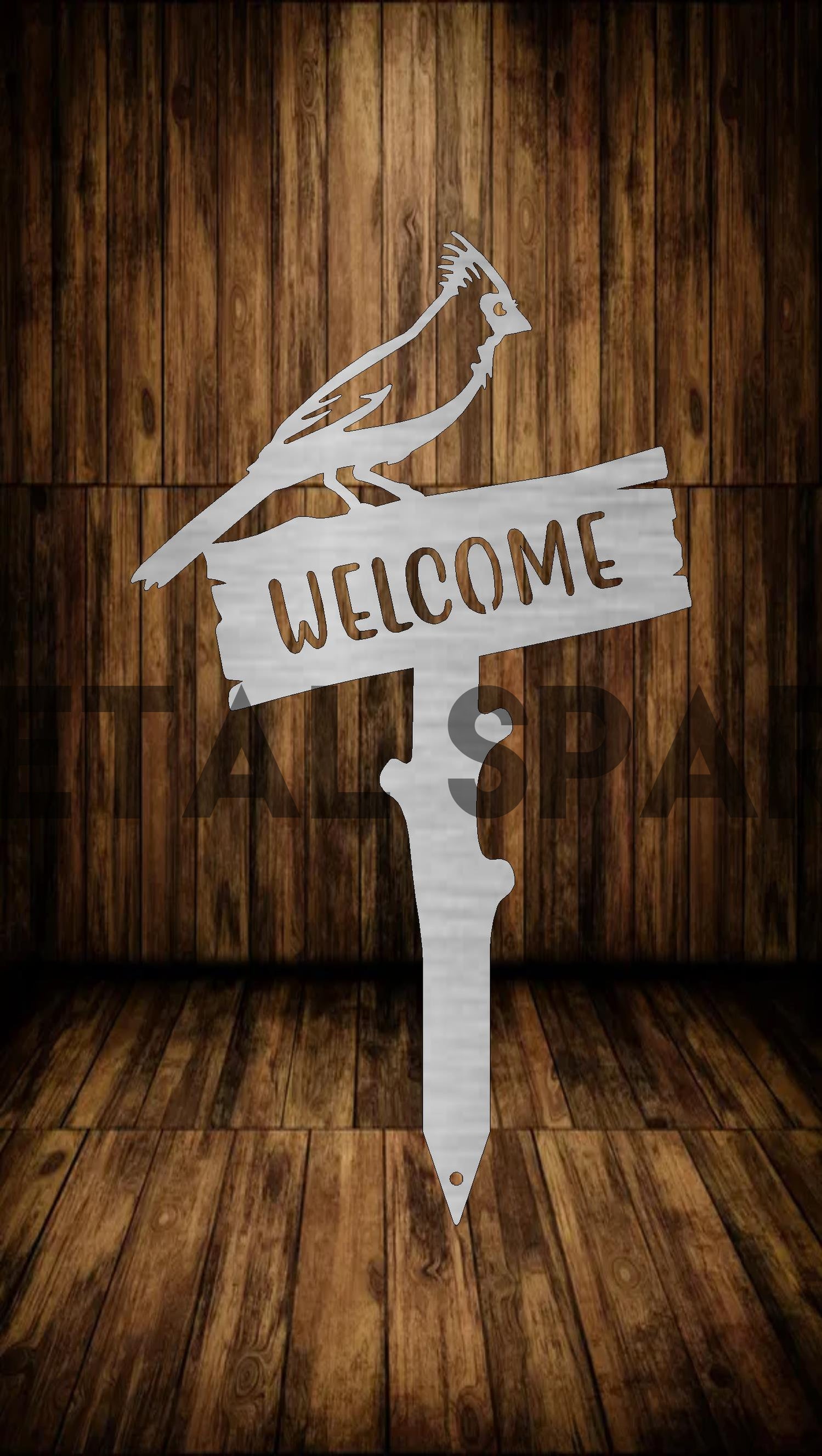 Cardinal Welcome Wooden Stake