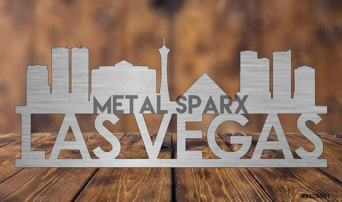 Metal Sparx Las Vegas Skyline metal art piece showcasing the iconic cityscape in detailed metal craftsmanship.
