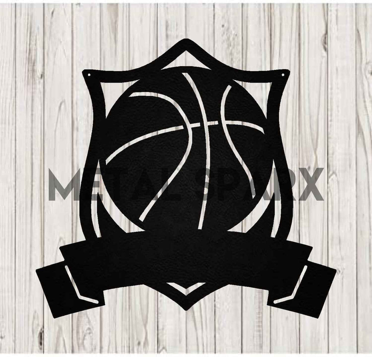 Black metal basketball monogram wall art by Metal Sparx, featuring a stylish basketball design with monogram initials.