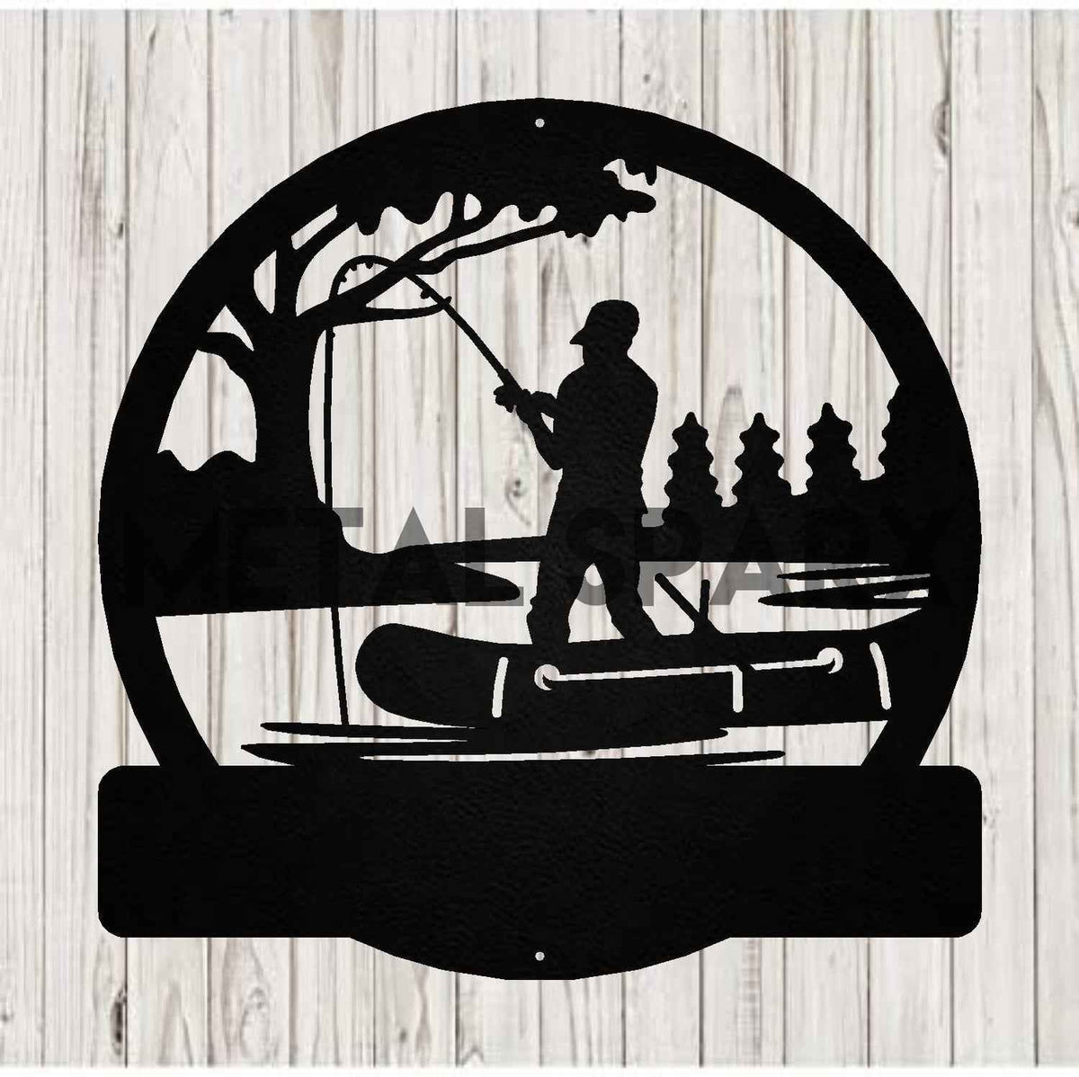 Black Fisherman Monogram logo by Metal Sparx, featuring a sleek monogram design on a dark background.