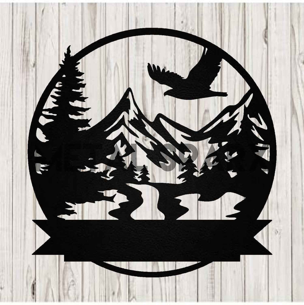 Black Mountain Valley Monogram sign by Metal Sparx with elegant letter detailing on a dark background.