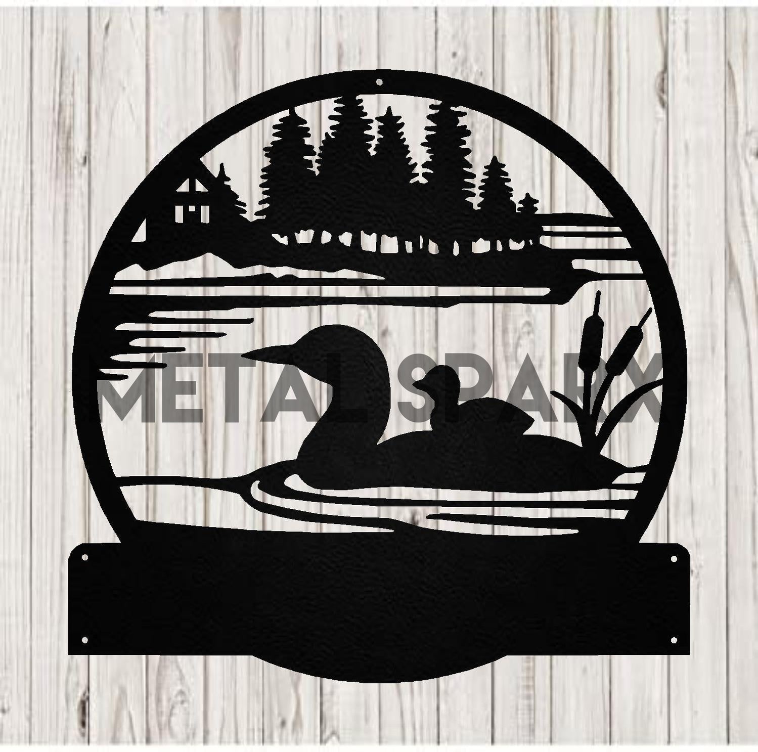 Loon with Baby Monogram