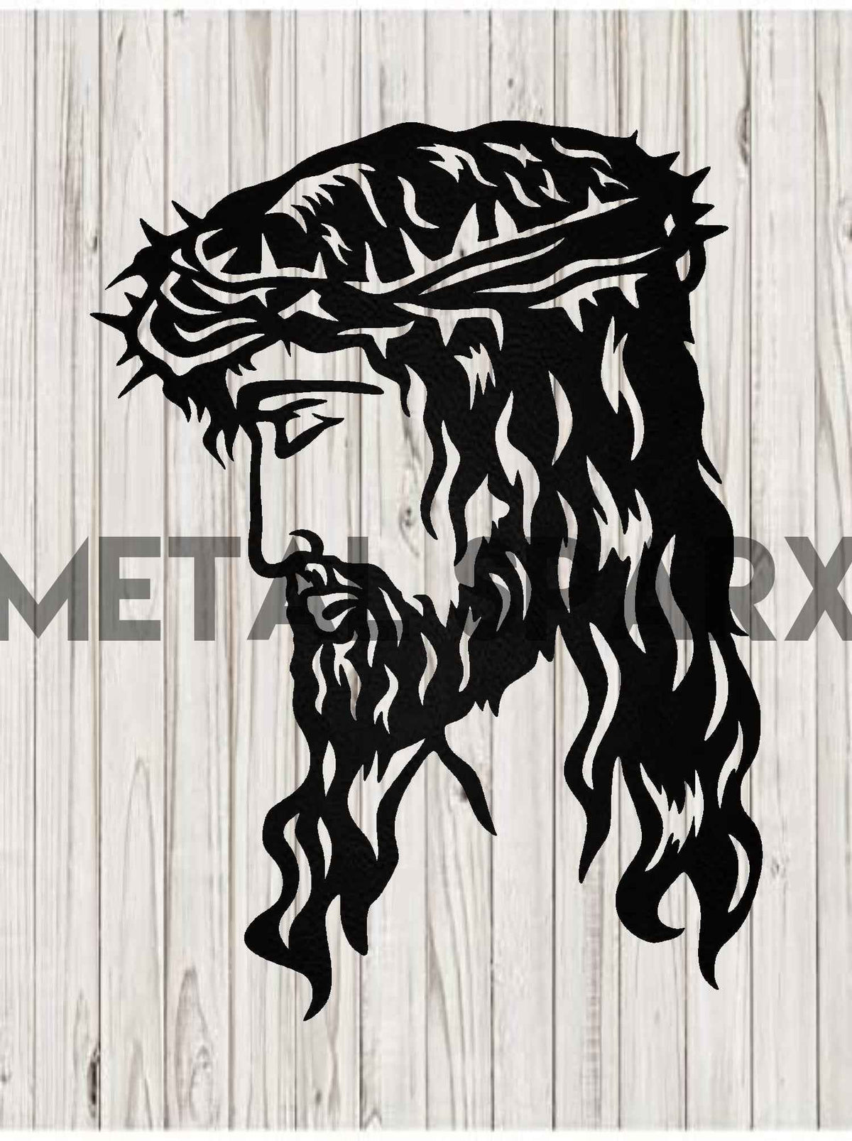 Black metal Jesus figurine by Metal Sparx, detailed religious sculpture with intricate craftsmanship.