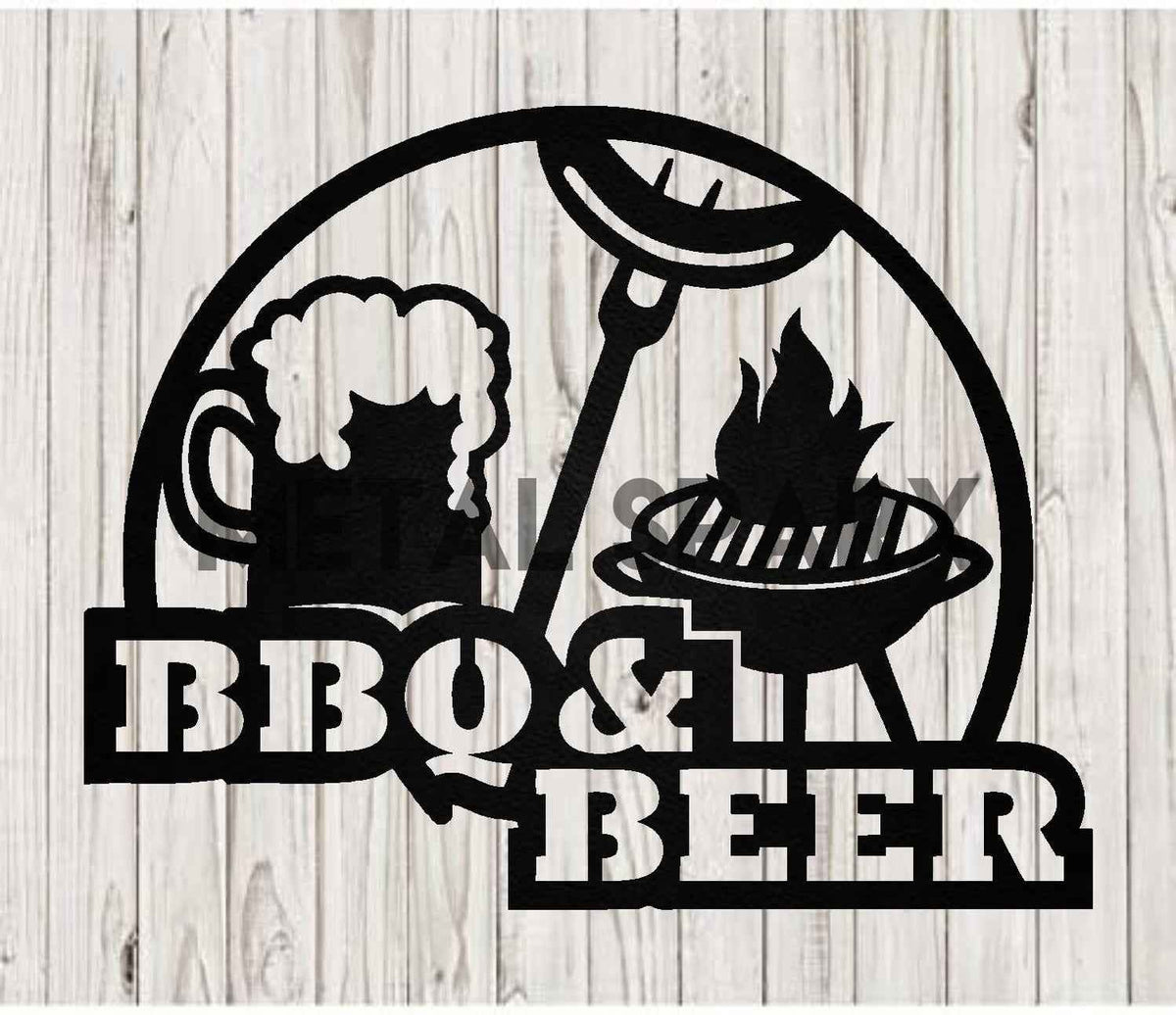 Black Metal Sparx BBQ and Beer themed sign with bold lettering, perfect for outdoor grilling and beer lovers.