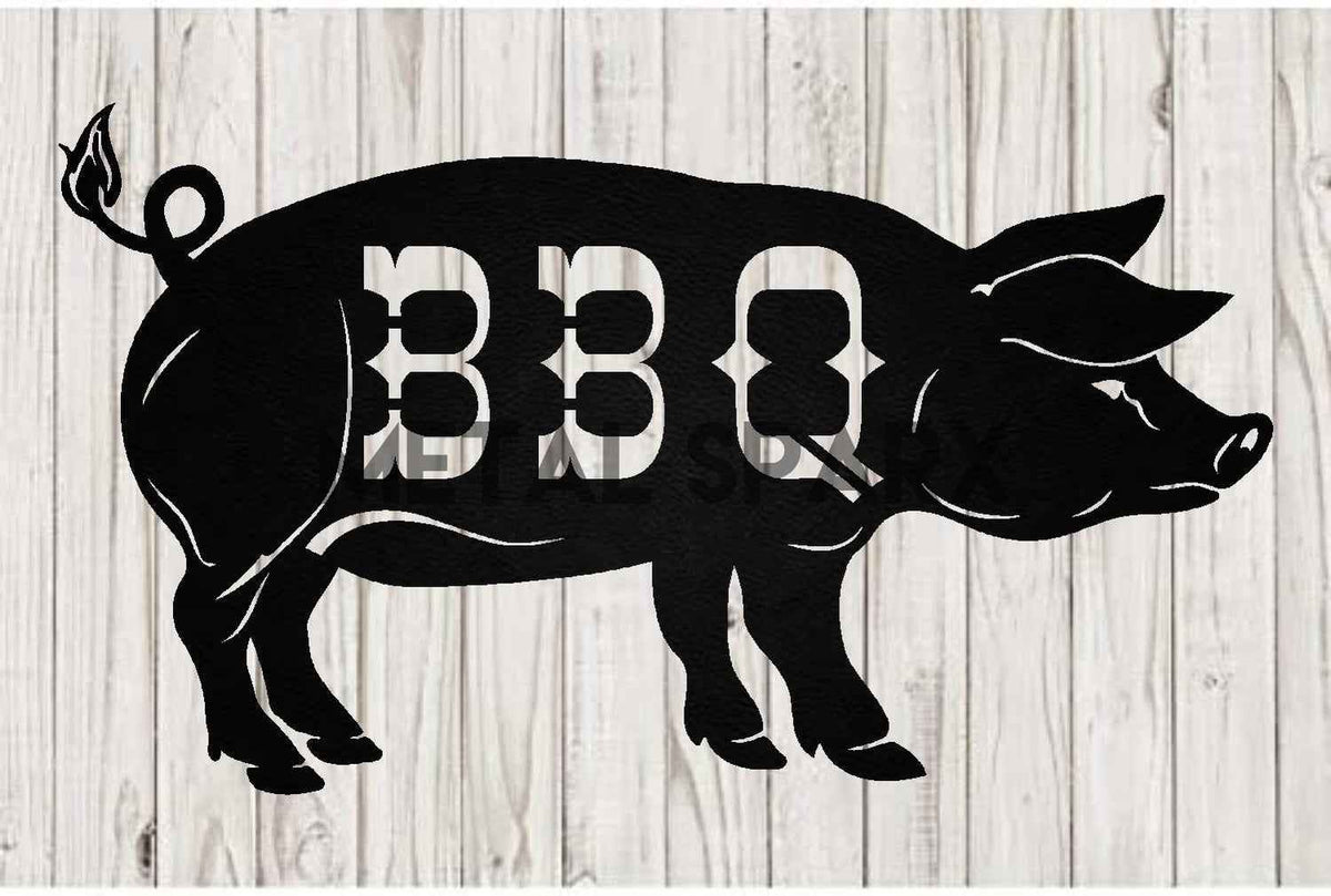 Black Metal Sparx BBQ pig figurine, detailed metal sculpture with a shiny black finish, perfect for grill decor or collection.