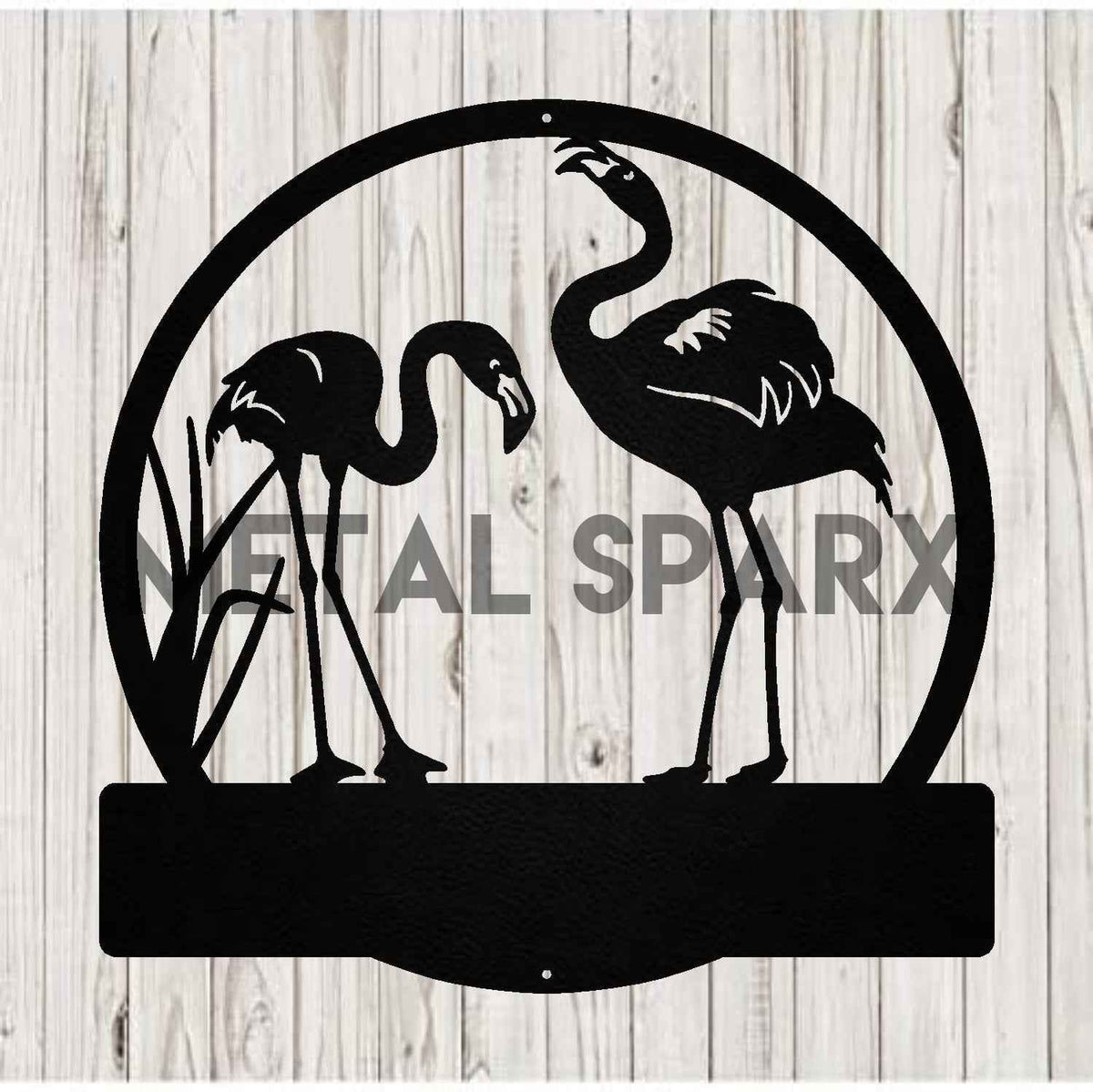 Black Flamingo Monogram decor piece by Metal Sparx featuring a stylish flamingo design with monogram details.