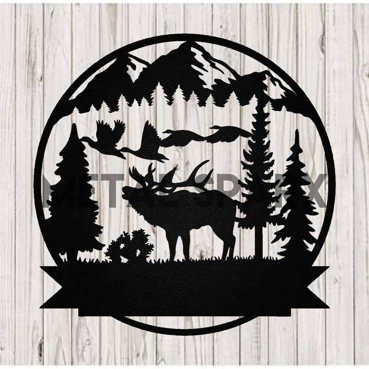 Black Elk Monogram metal decor piece by Metal Sparx featuring a stylized elk design for wall display.