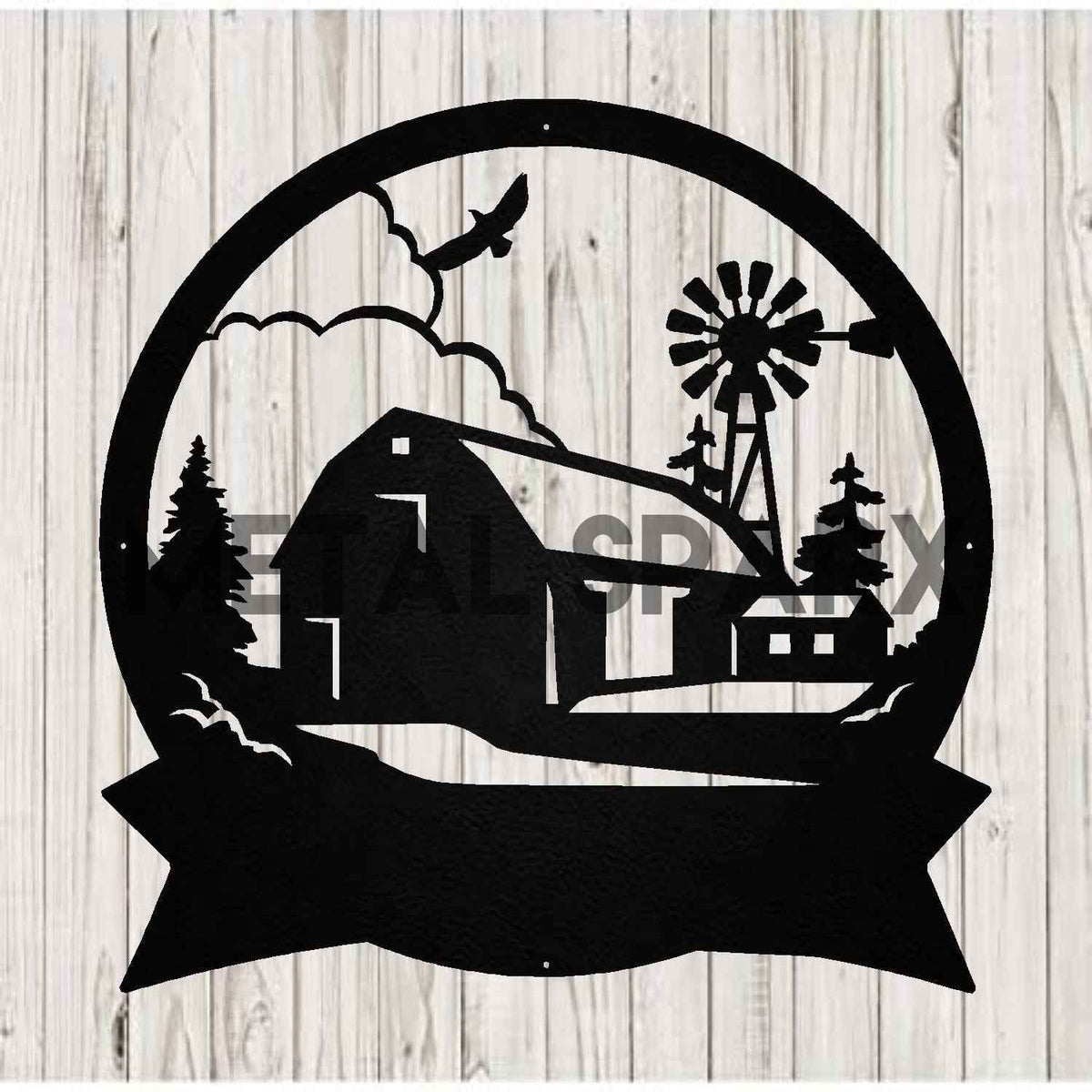 Black Farmhouse Monogram sign by Metal Sparx with rustic metal finish and bold letter design for farmhouse decor.