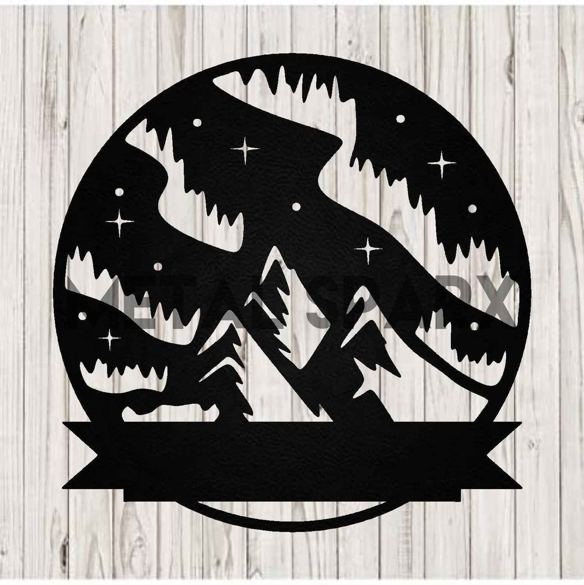 Black Metal Sparx Mountain Monogram wall decor with bold, modern mountain design and monogram accents.