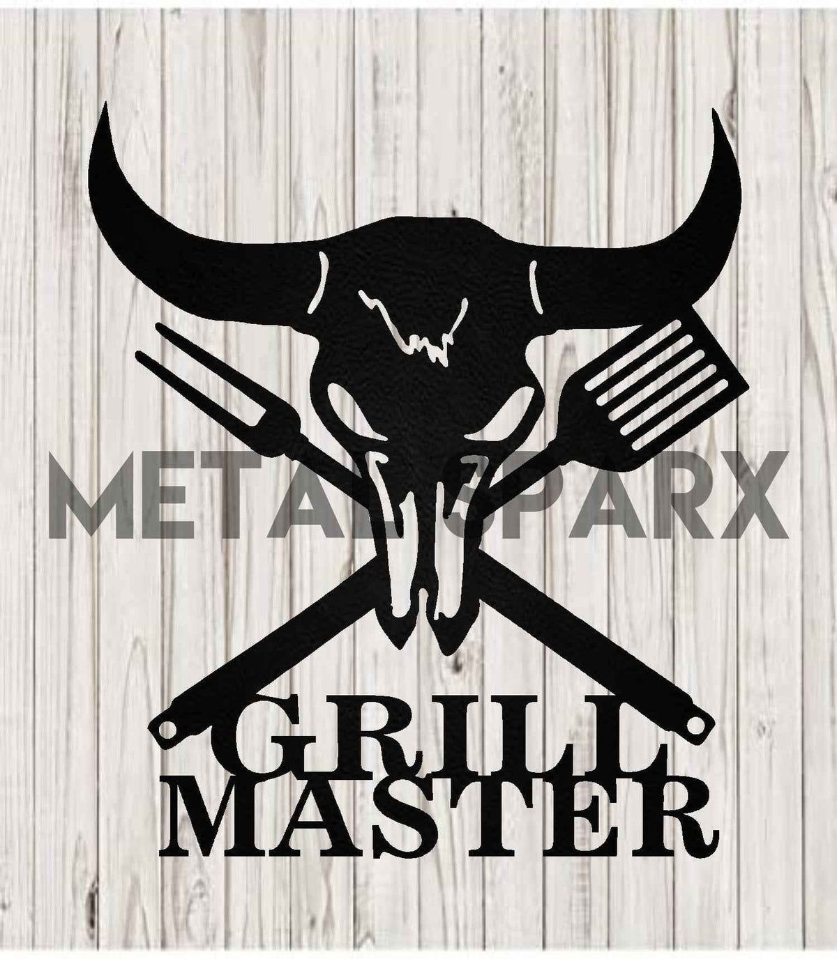 Black Metal Sparx Grill Master apron with adjustable neck strap and multiple pockets for grilling tools and accessories.
