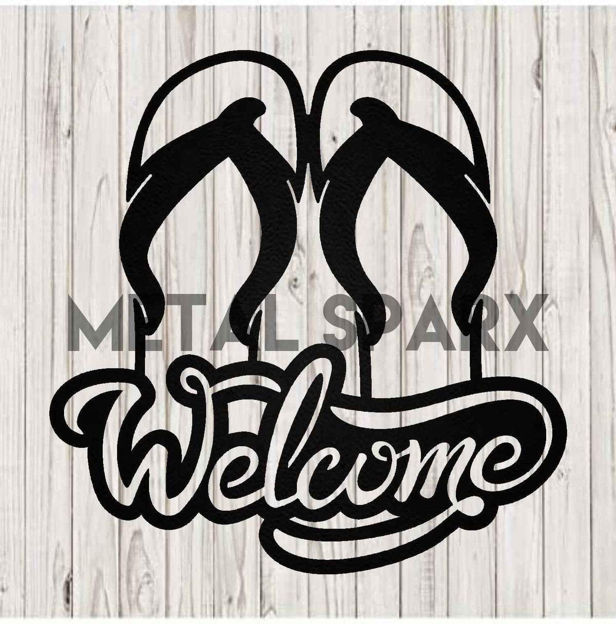 Black Metal Sparx Flip Flop Welcome sandal with cushioned straps and textured sole, perfect for casual summer wear.