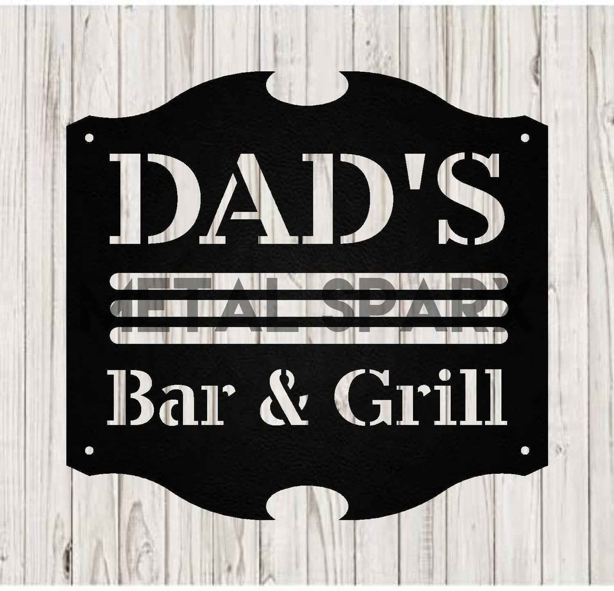 Black Dads Bar & Grill by Metal Sparx with sturdy metal construction and sleek black finish.