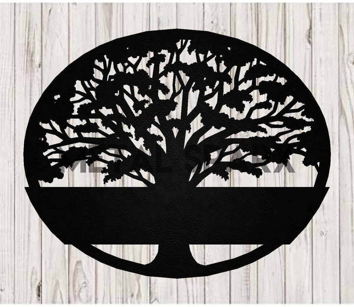 Black Tree of Life 2 Monogram metal art piece by Metal Sparx, featuring intricate metal design on a black background.