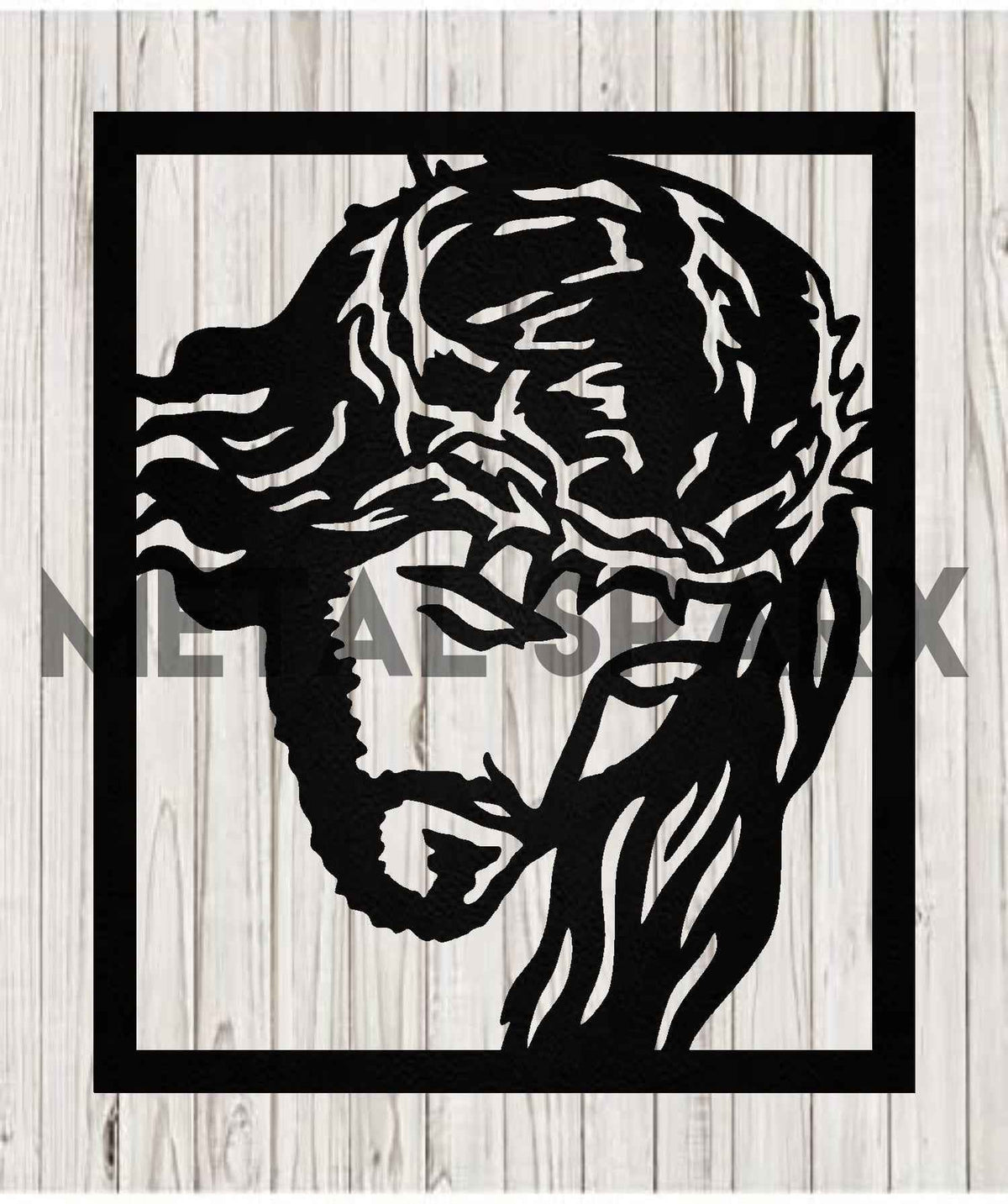 Black metal Jesus sculpture from Metal Sparx, showcasing a detailed figure of Jesus in a sleek black finish.