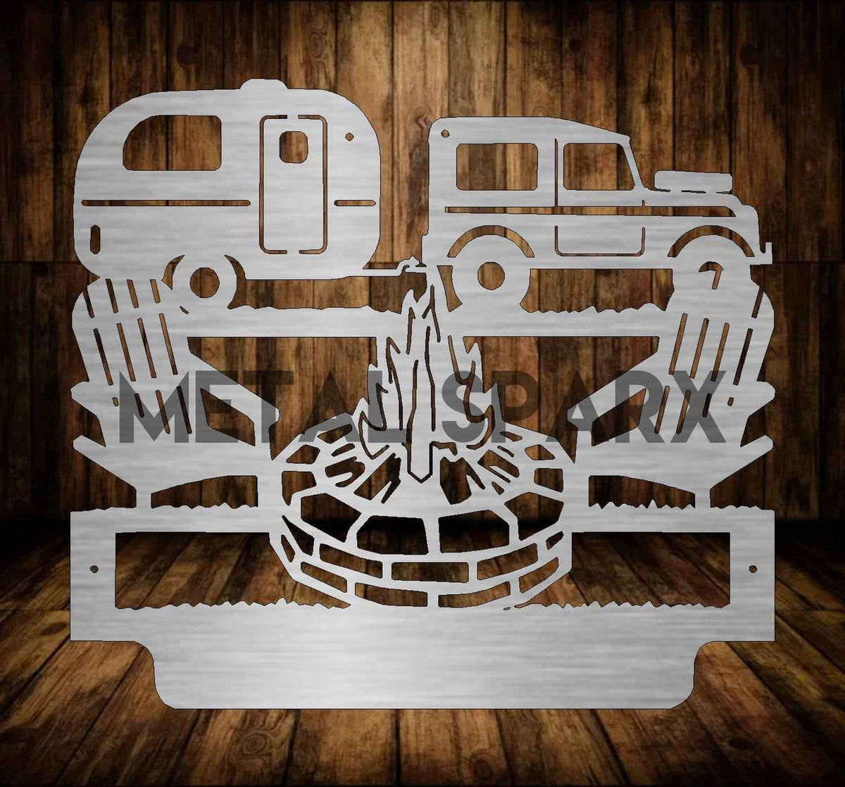 Custom Metal Art monogram featuring intricate metal design, perfect for camping decor, by Metal Sparx.
