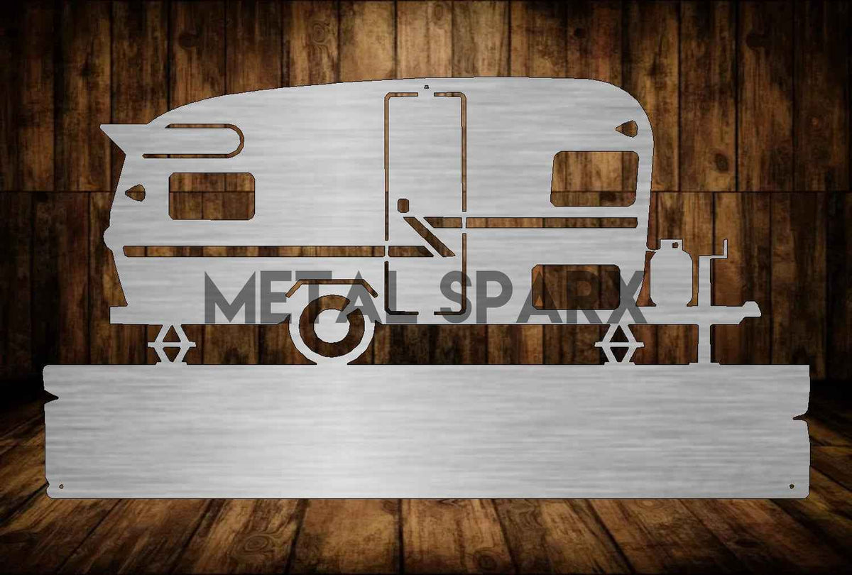 Metal Sparx Camper Monogram metal art piece featuring custom monogram design and intricate metal craftsmanship.