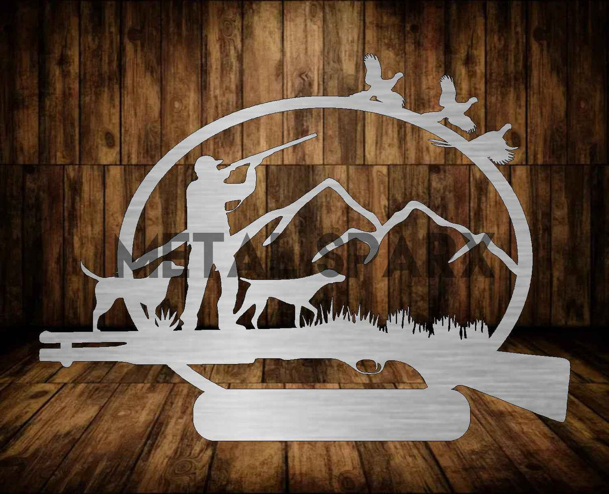 Metal Sparx Pheasant Hunt Monogram metal wall decor featuring a detailed pheasant and elegant monogram design.