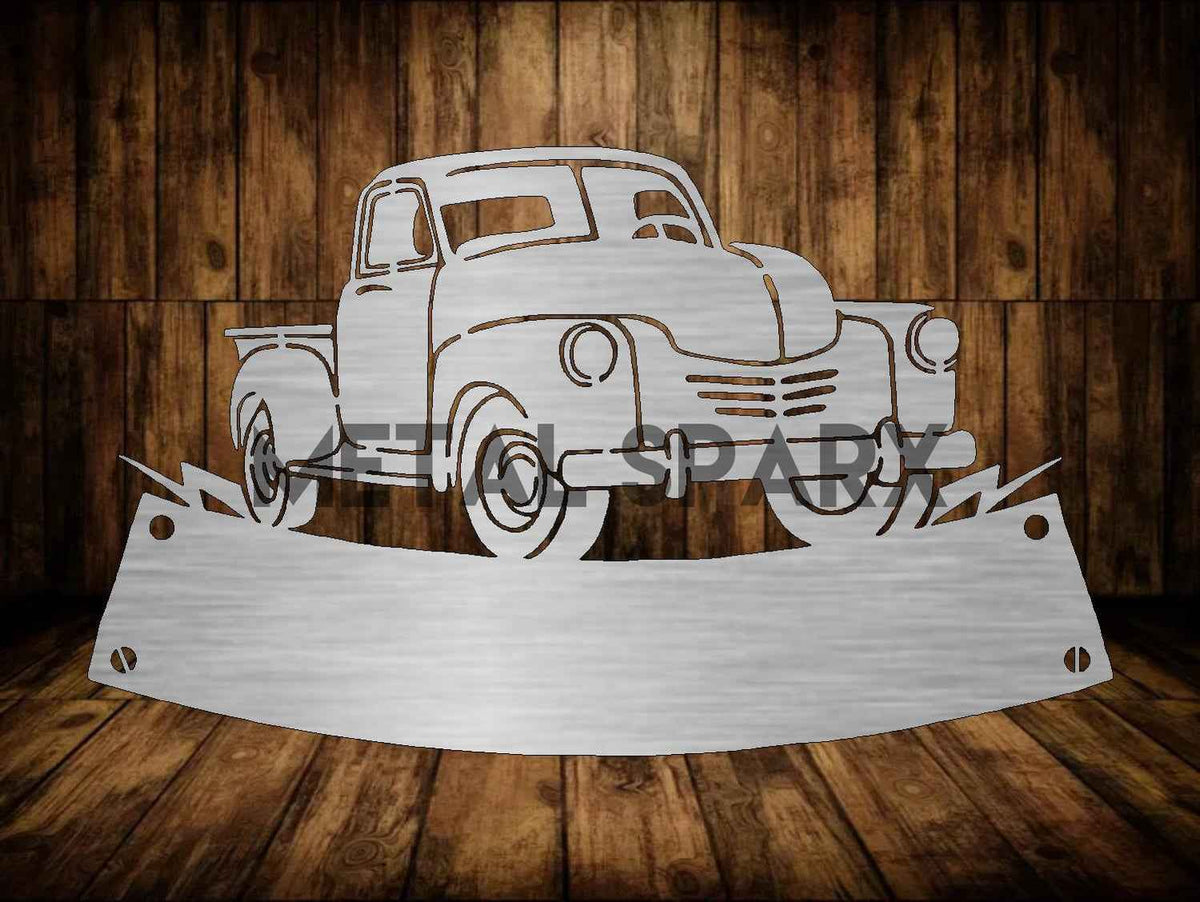 Metal Sparx pickup truck monogram metal art featuring a detailed, rustic design of a pickup truck silhouette for wall decor.