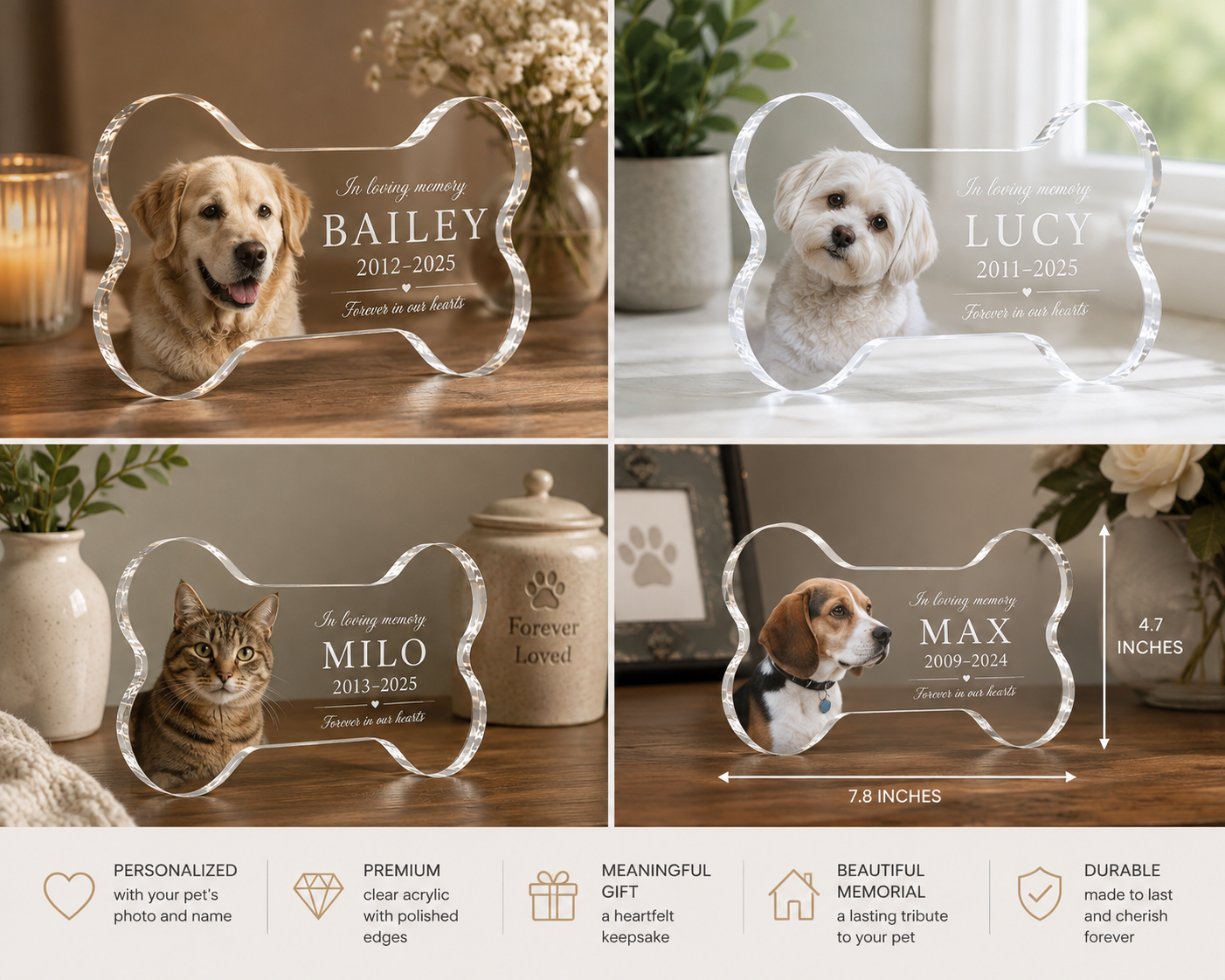 Personalized Pet Memorial Bone Plaque