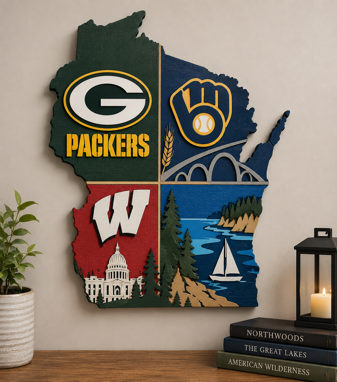 Wisconsin Sports & State Pride Wooden Wall Art