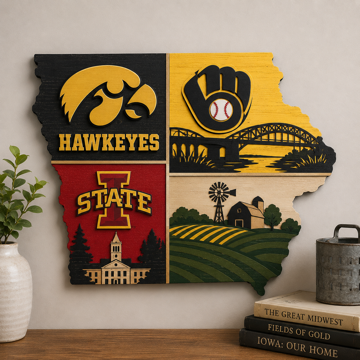 Iowa Sports & State Pride Wooden Wall Art