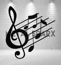 Black Metal Sparx musical note ornament, detailed metal design for musical decor or jewelry accents.