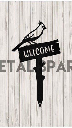 Cardinal Welcome Wooden Stake