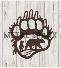 Copper Bear Paw Bear Scene decorative metal art by Metal Sparx featuring a detailed bear design on a copper background.