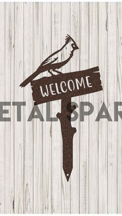 Cardinal Welcome Wooden Stake