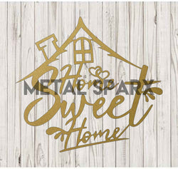 Gold Metal Sparx Home Sweet Home metal art wall decor with elegant script and intricate design.