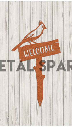 Cardinal Welcome Wooden Stake