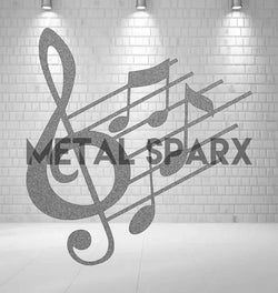 Silver Metal Sparx musical note pendant, shiny and detailed, showcasing a sleek, polished design on a clean background.