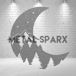 Silver Moon Nightscape pendant by Metal Sparx featuring a detailed moon and night sky design on a sleek silver surface.