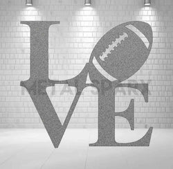 Silver metal football love art by Metal Sparx, featuring a detailed football and heart design in a sleek, modern style.