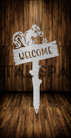 Squirrel Welcome Wooden Stake