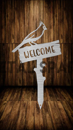 Cardinal Welcome Wooden Stake