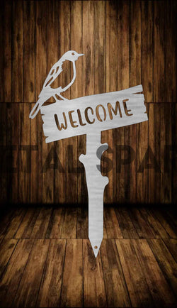 Robin Welcome Wooden Stake