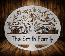Metal Sparx Tree of Life 2 Monogram metal art showcases intricate design on a decorative wall hanging.