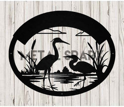 Black Herons Monogram keychain by Metal Sparx featuring a sleek heron design and monogram engraving.