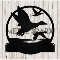 Black Flying Geese metal wall art by Metal Sparx featuring geometric geese shapes on a black background.