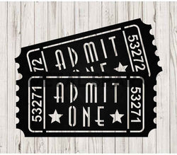 Metal Sparx Movies Admit One Ticket Pair metal art in black with vintage ticket design and bold lettering.