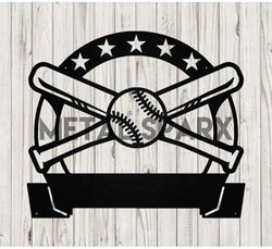 Black metal Bat & Ball Monogram art by Metal Sparx showcasing a stylish design for wall decor.