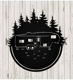 Black Metal Sparx RV Monogram metal art featuring a stylish, decorative design perfect for RV personalization and outdoor decor.