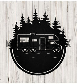 Black metal RV monogram art by Metal Sparx featuring a stylish RV-themed design for home or RV decor.