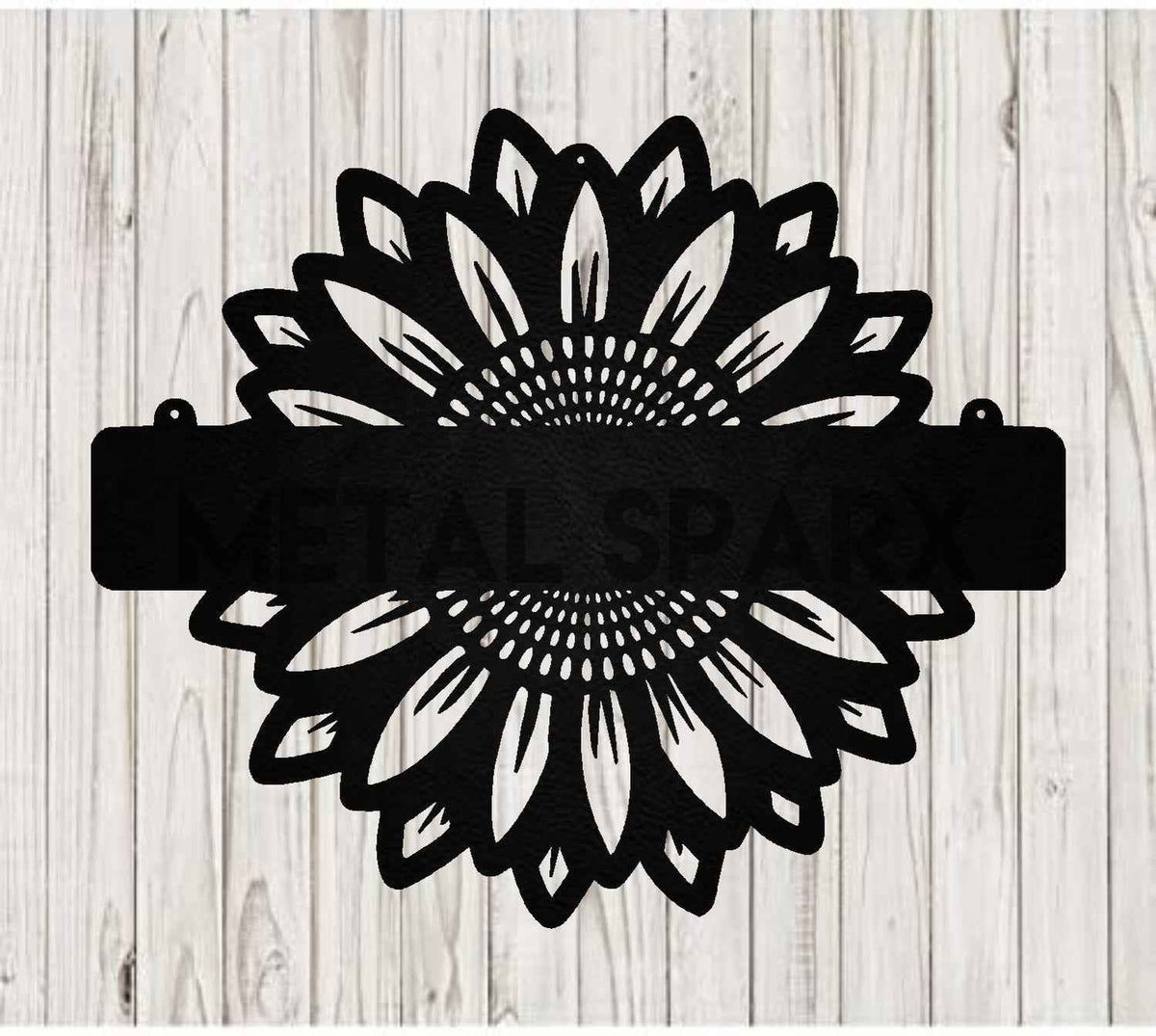 Black sunflower monogram letter by Metal Sparx, featuring intricate metal design with sunflower accents.