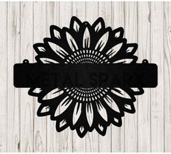 Black sunflower monogram letter by Metal Sparx, featuring intricate metal design with sunflower accents.