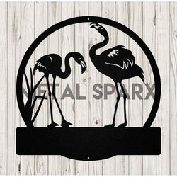 Black Flamingo Monogram decor piece by Metal Sparx featuring a stylish flamingo design with monogram details.